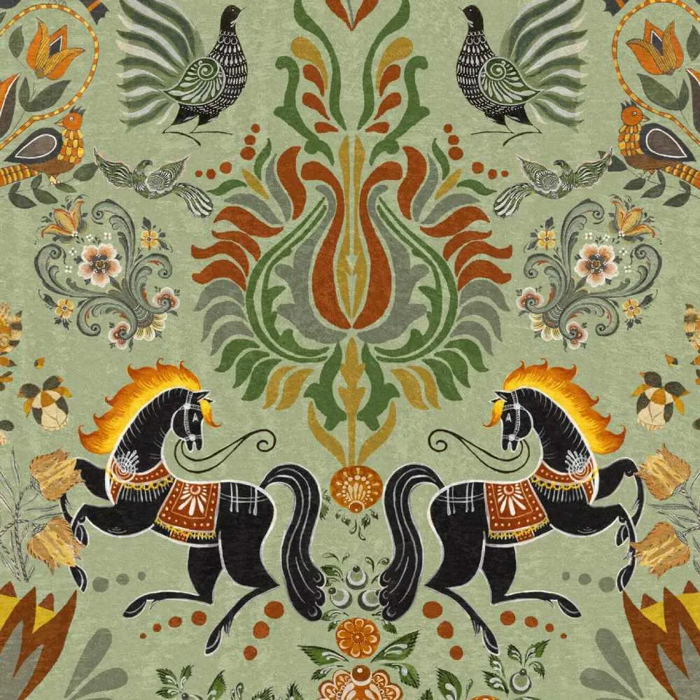 3-Roll Wallpaper Set - Folk Parade Design