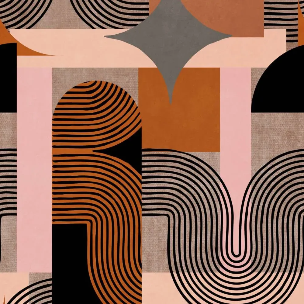 3-Roll Wallpaper Set Geometric Pattern - Dune