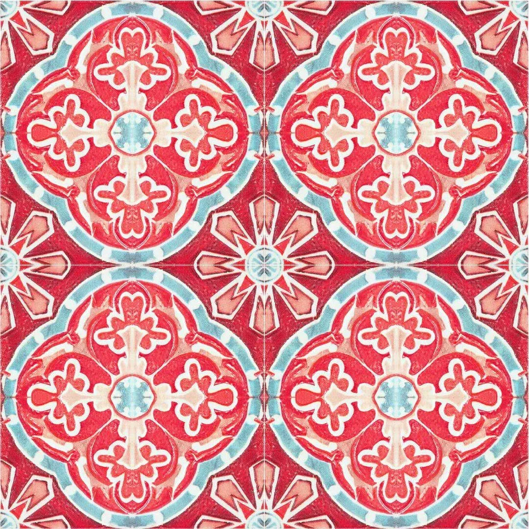 3-Roll Wallpaper Set - Geometric Tile Pattern