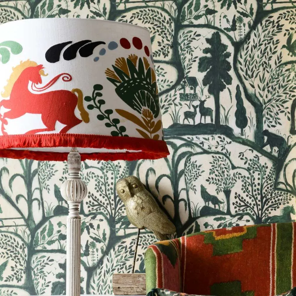 3-Roll Wallpaper Set - Green, Woodland Design