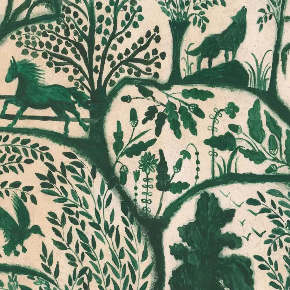 3-Roll Wallpaper Set - Green, Woodland Design