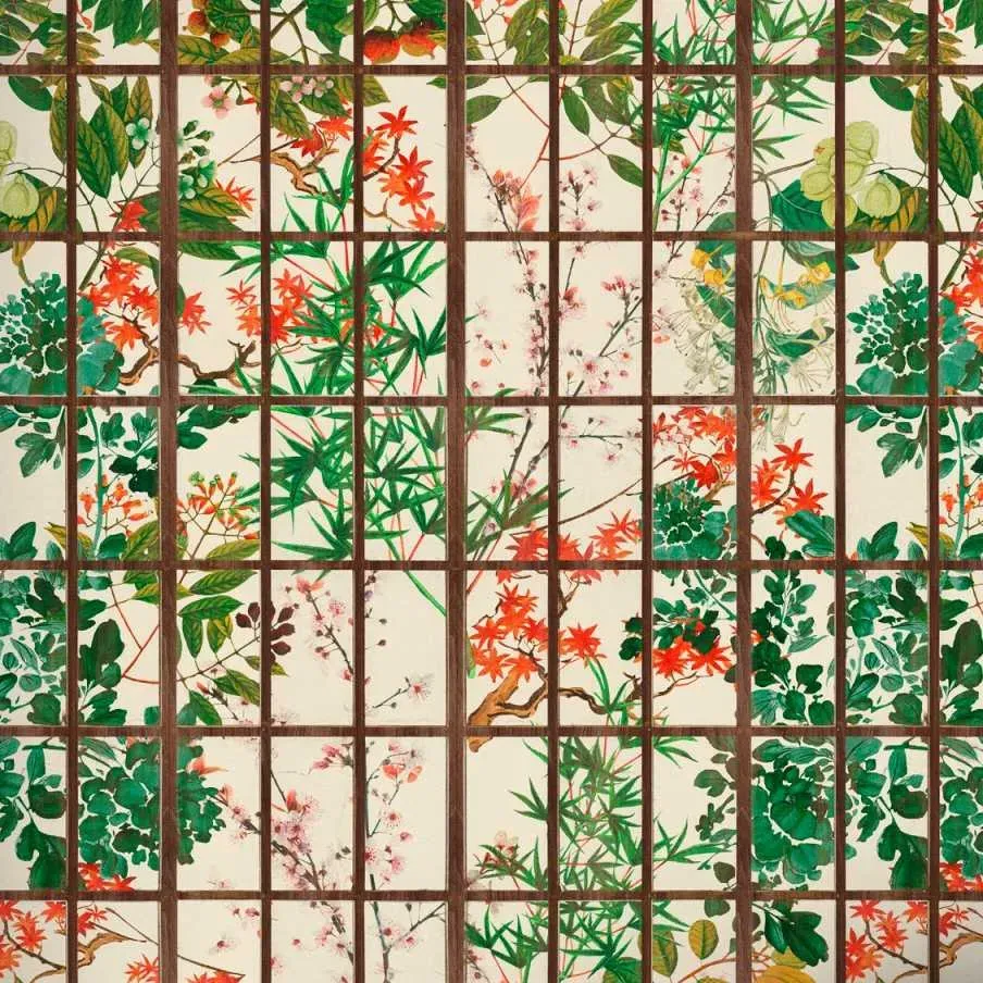 3-Roll Wallpaper Set Japanese Garden Floral Print