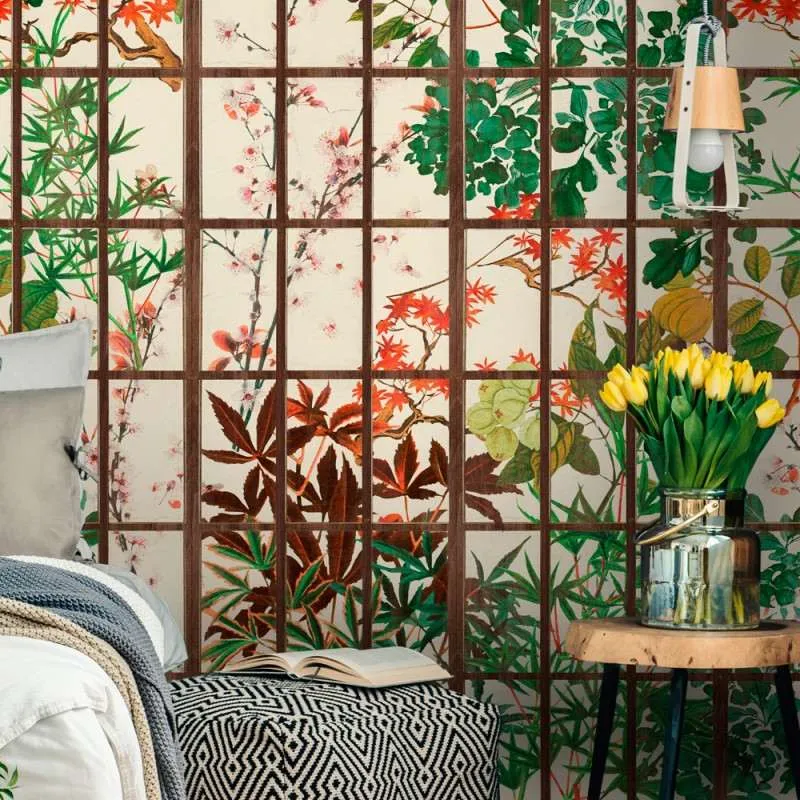 3-Roll Wallpaper Set Japanese Garden Floral Print