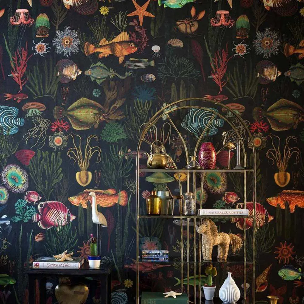 3-Roll Wallpaper Set Ocean Design - Black image