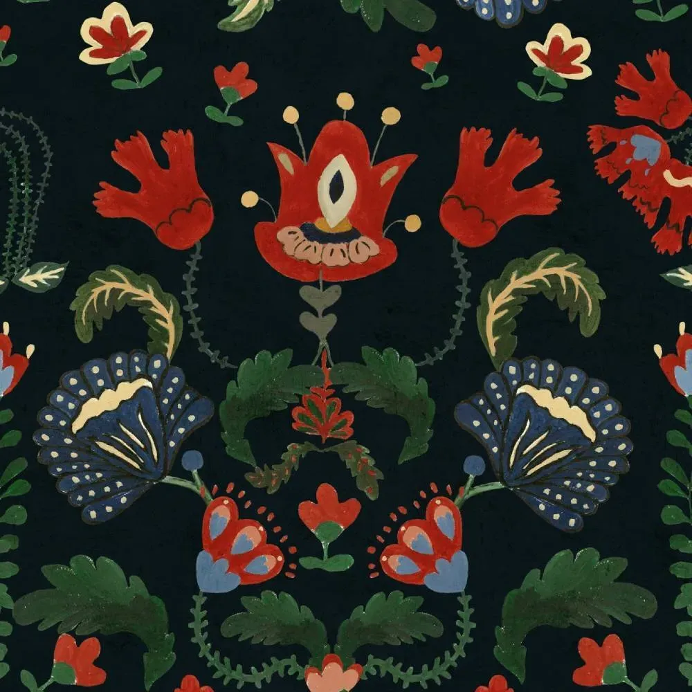 3-Roll Wallpaper Set - Romanian Floral Pattern