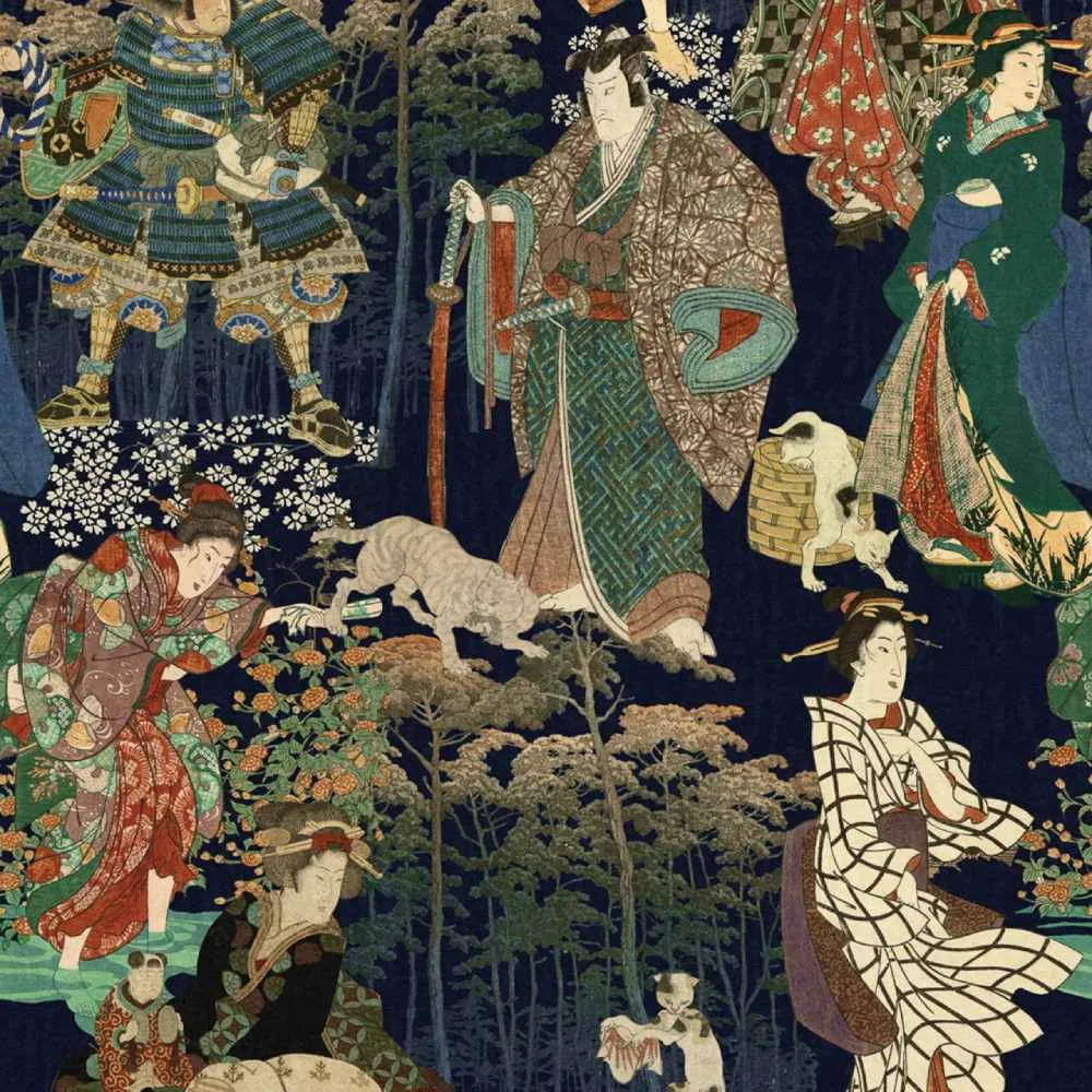 3-Roll Wallpaper Set - Samurai & Geisha Design