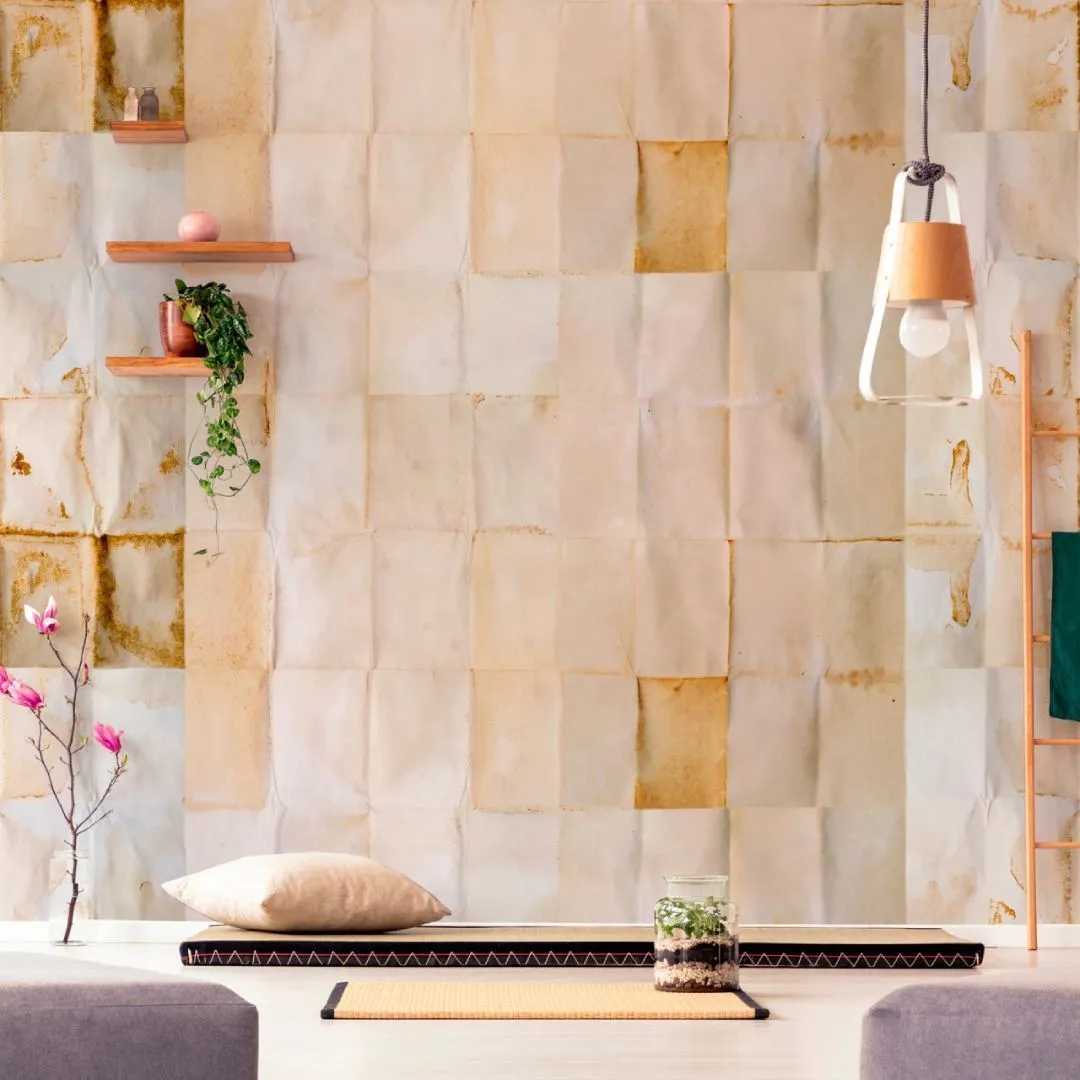 3-Roll Wallpaper Set - Taupe, Paper Effect