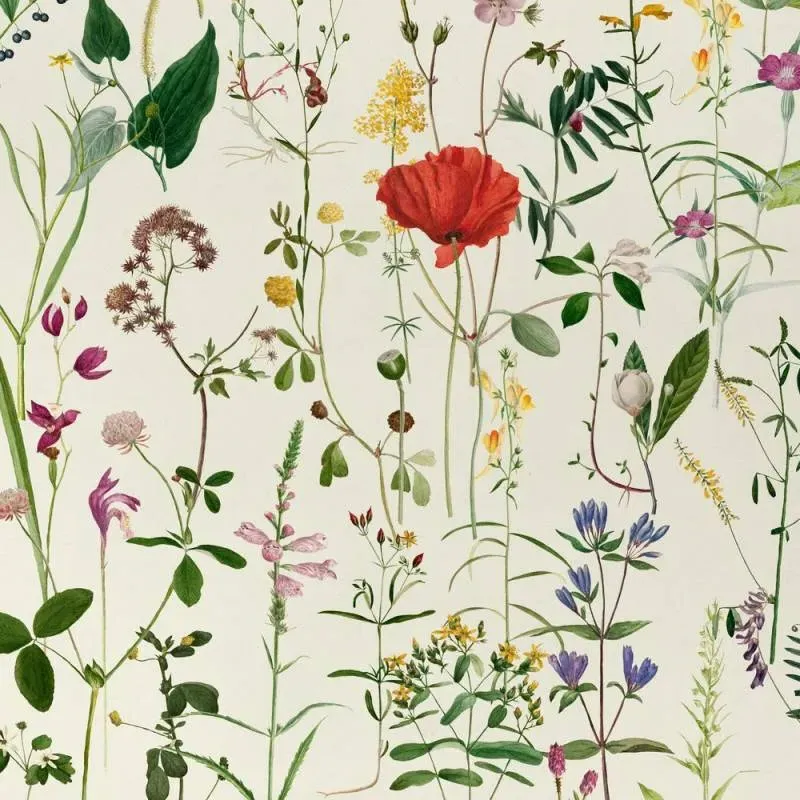 3-Roll Wallpaper Set - White, Floral Pattern