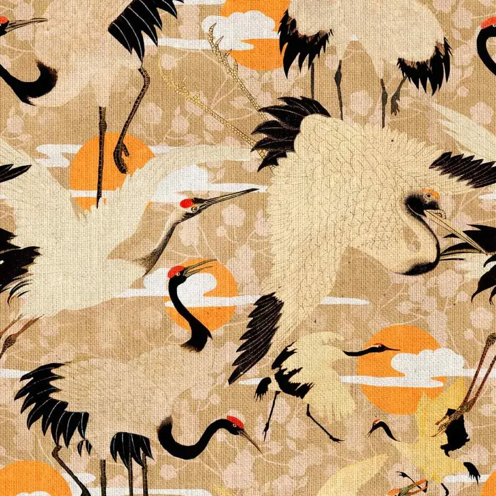 3-Roll Wallpaper Set with Birds - Taupe, Paper