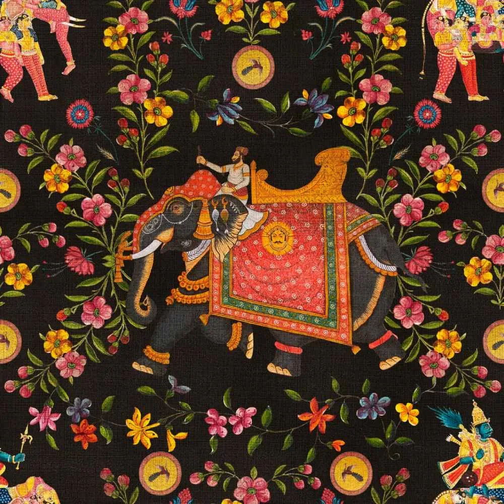 3-Roll Wallpaper Set with Elephant Design - Anthracite