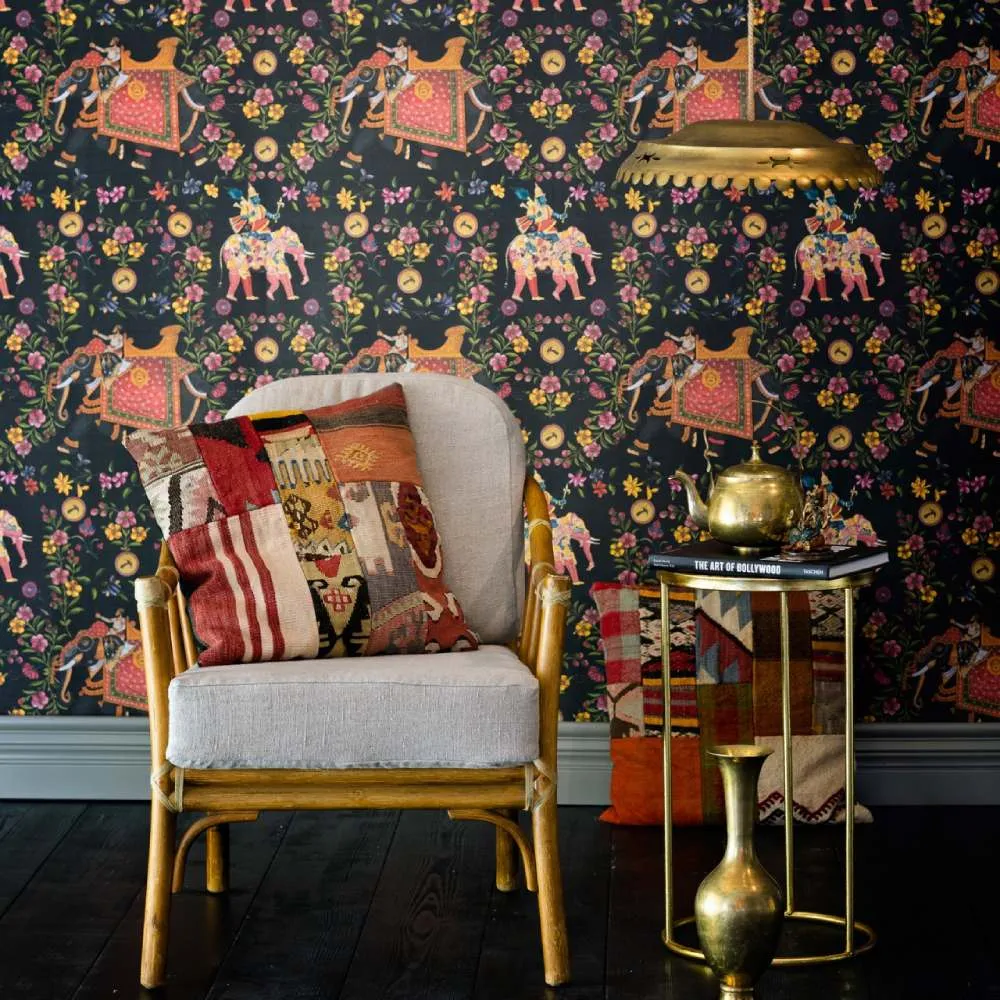 3-Roll Wallpaper Set with Elephant Design - Anthracite image