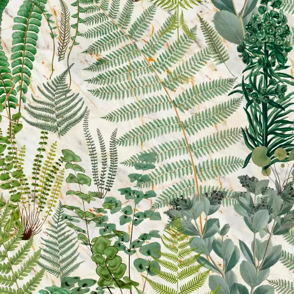 3-Roll Wallpaper Set with Fern Pattern - Green