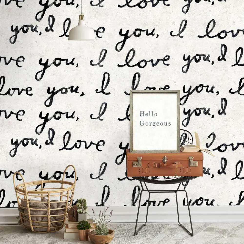3-Roll Wallpaper Set with Script Text - Multi image