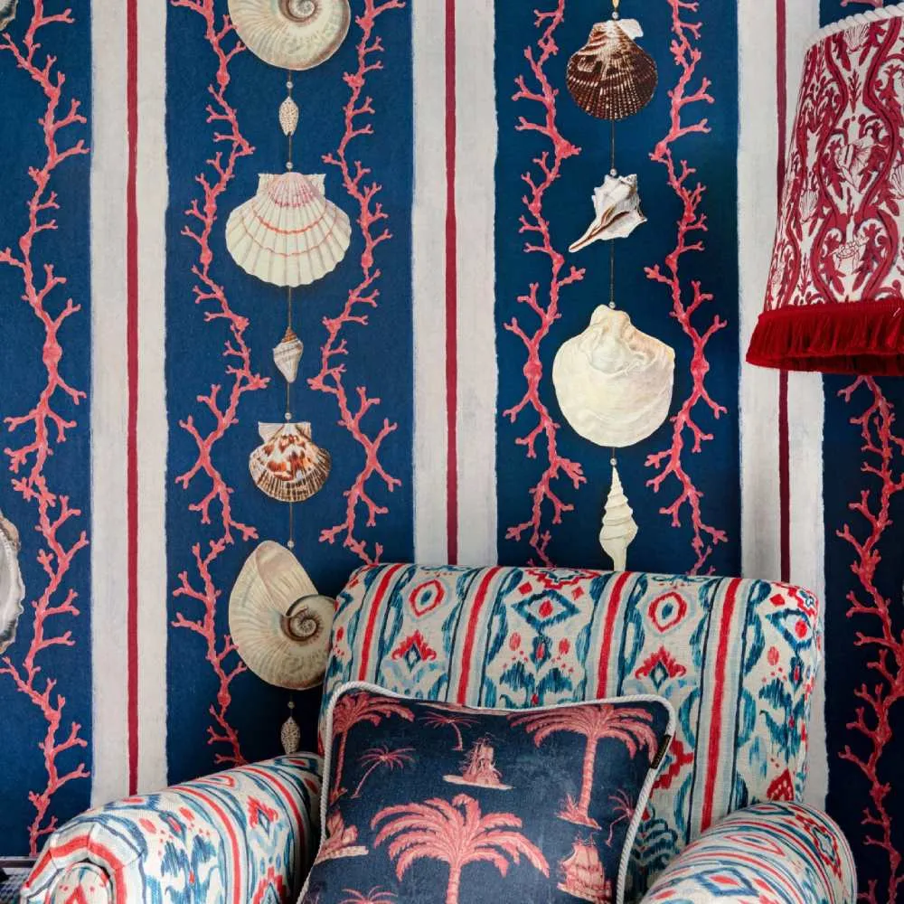 3-Roll Wallpaper Set with Seashell Design