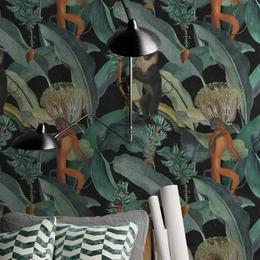 3-Roll Wallpaper Set with Tropical Design