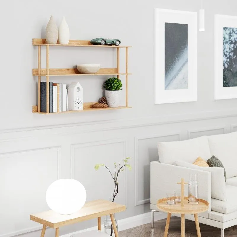 3-Tier Wall Shelf - Natural Oak