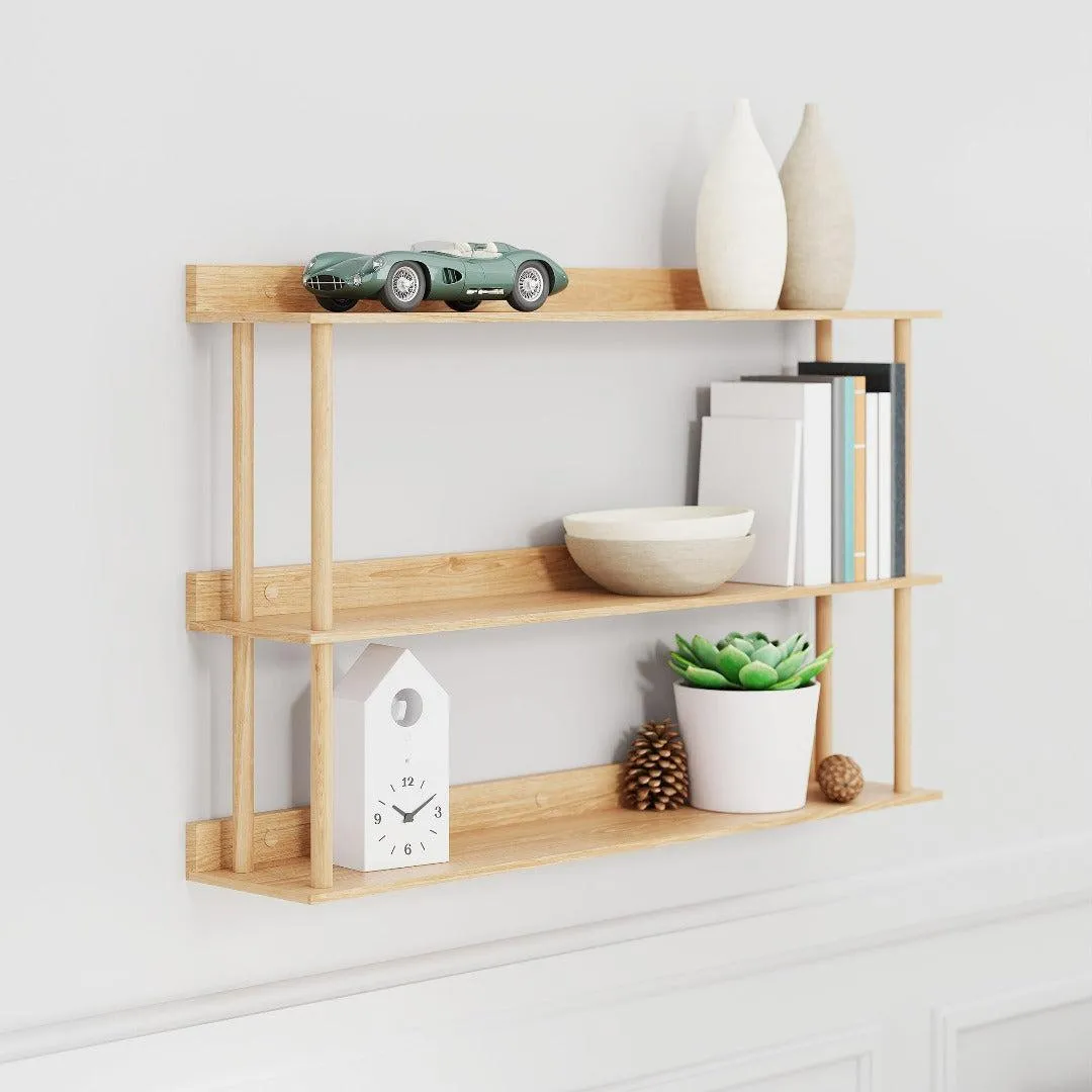 3-Tier Wall Shelf - Natural Oak image