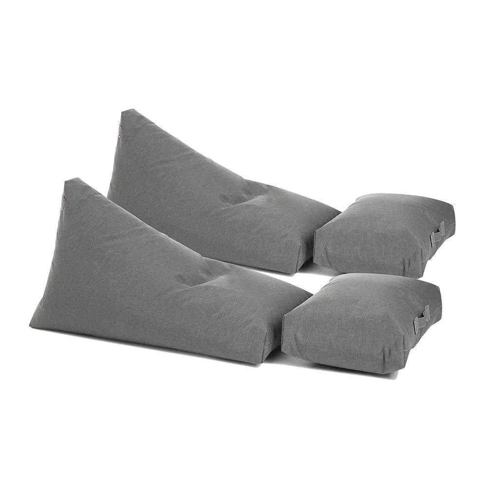 4-Piece Beanbag Lounger Set - Grey
