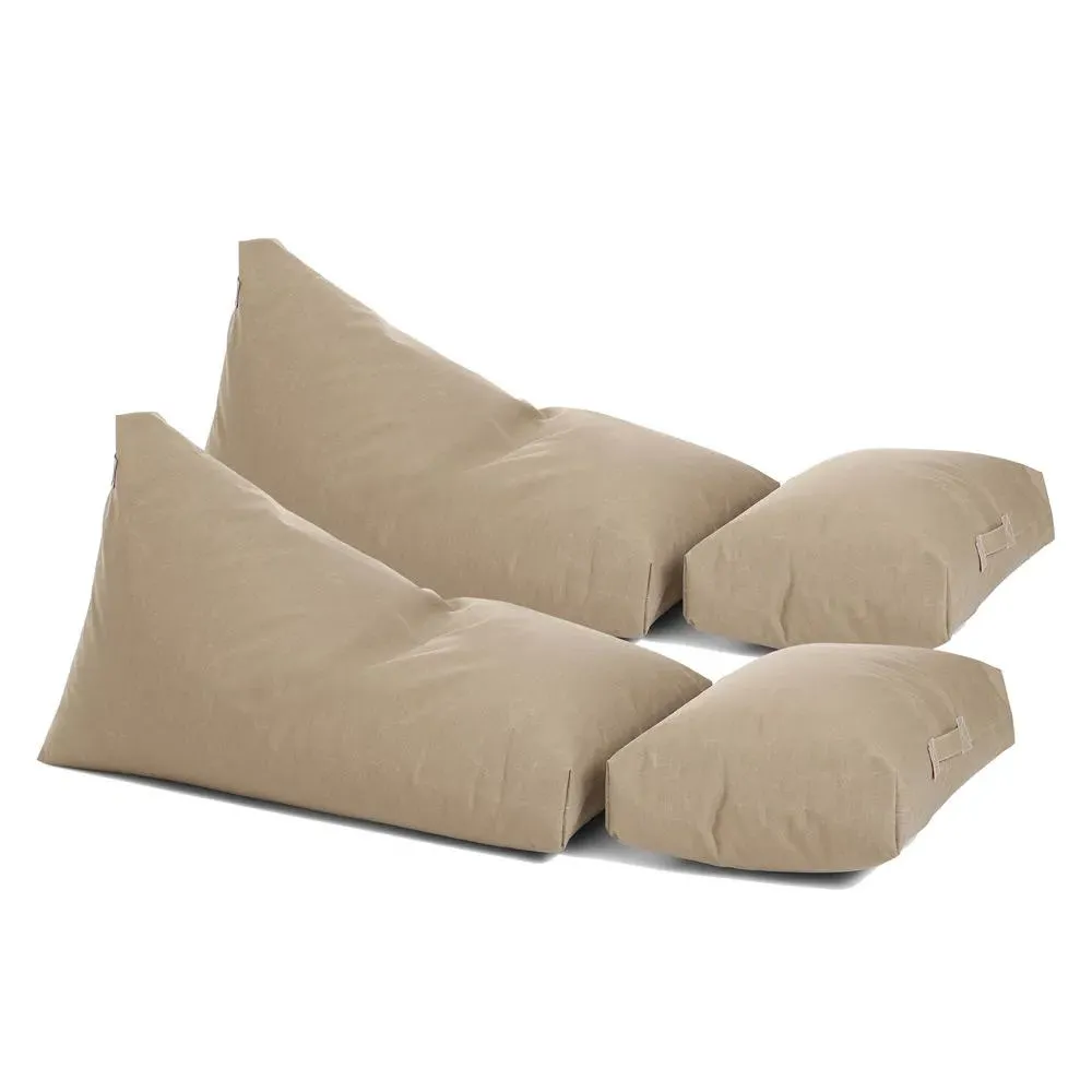 4-Piece Beanbag Lounger Set - Taupe