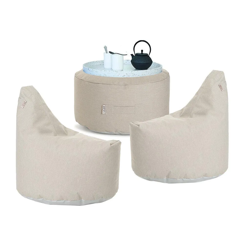 4-Piece Lounge Set with Table - Beige