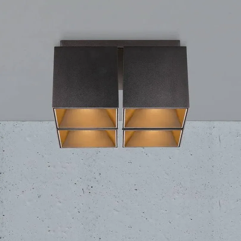 4-Spot Ceiling Light Square Mount - Black