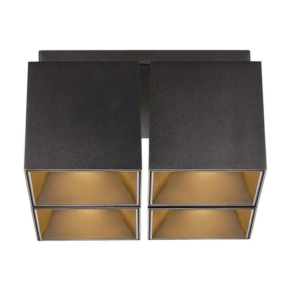 4-Spot Ceiling Light Square Mount - Black