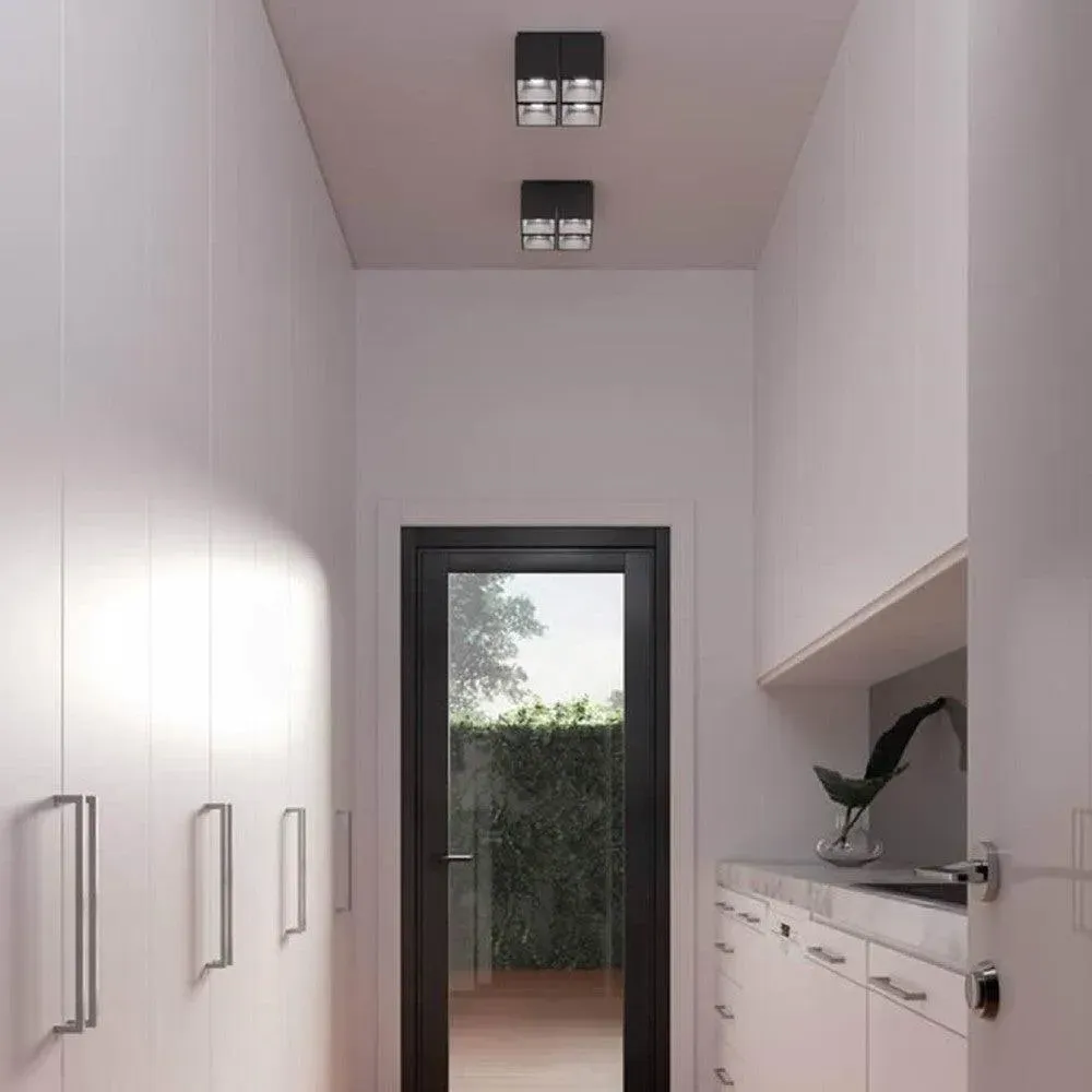 4-Spot Ceiling Light Square Mount - Black