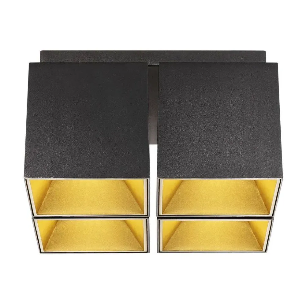4-Spot Ceiling Light Square Mount - Black