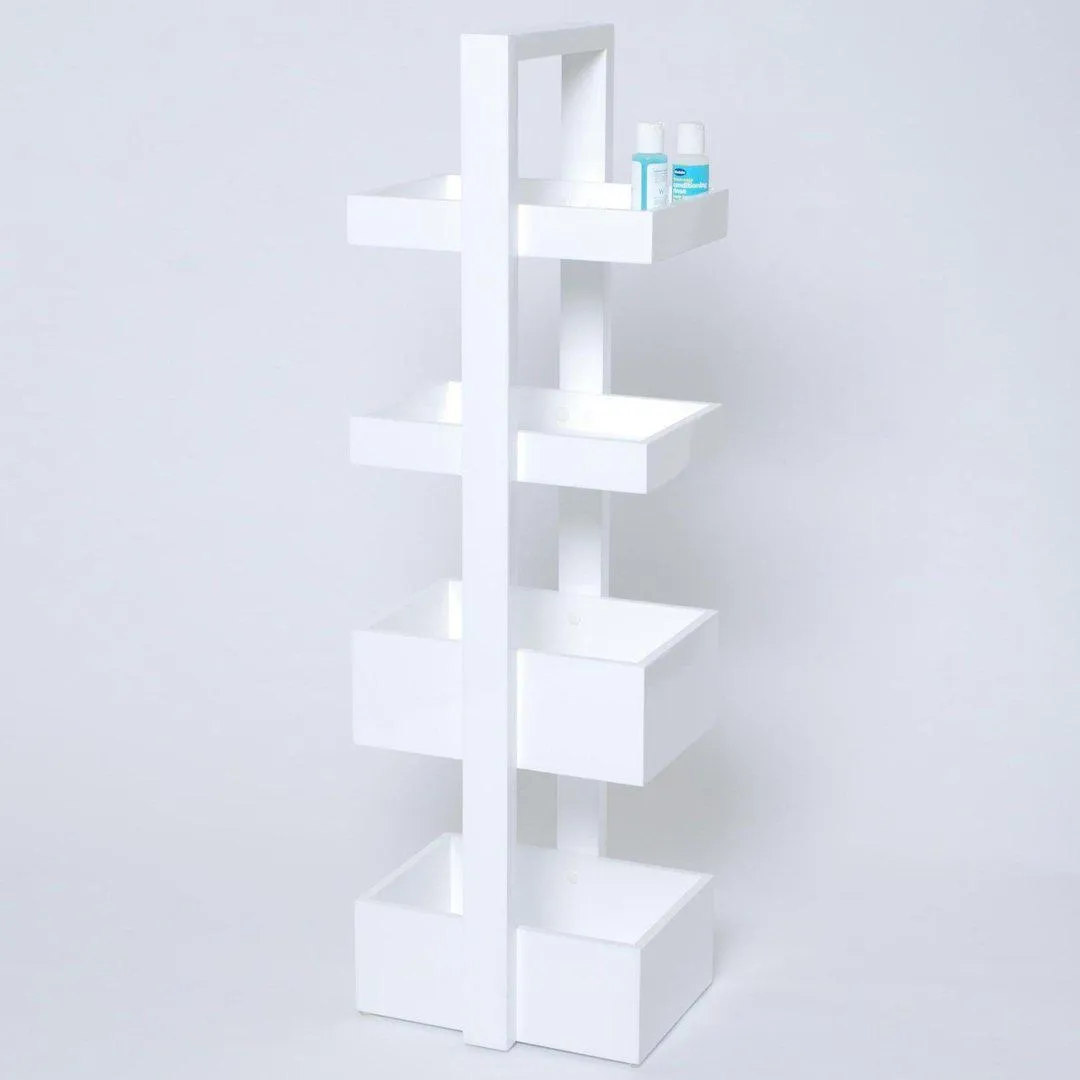 4-Tier Bathroom Caddy with Trays - White