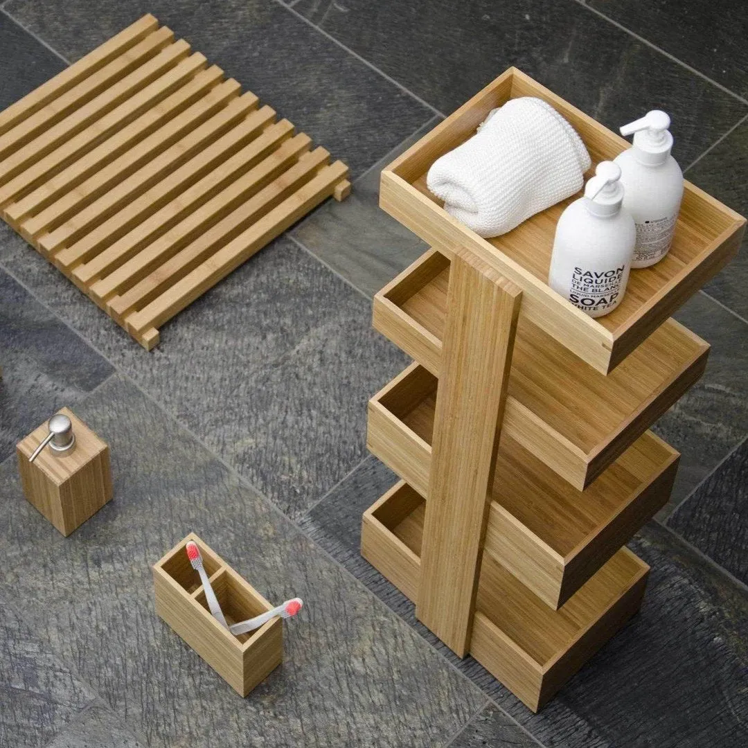4-Tray Storage Caddy - Natural, Bamboo