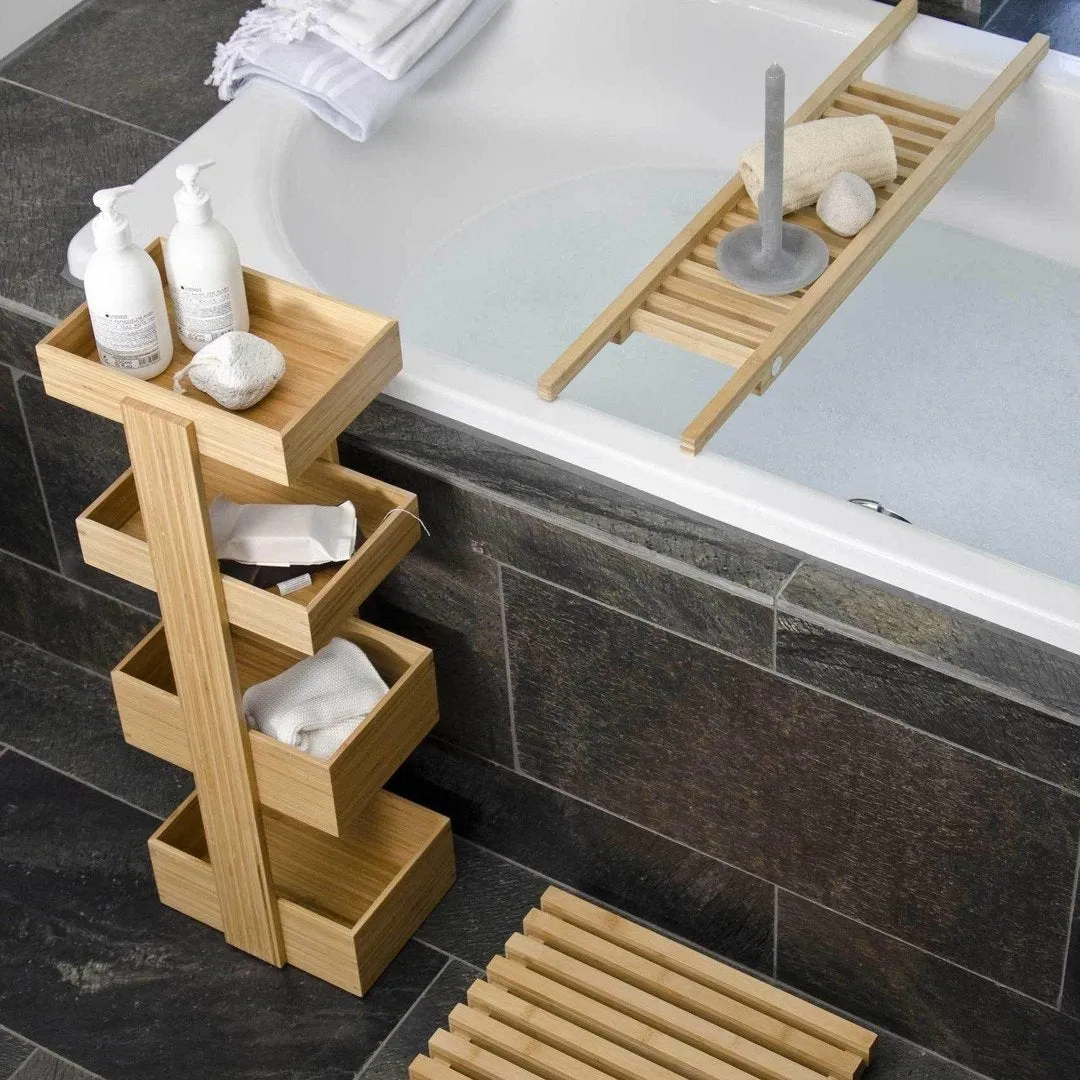 4-Tray Storage Caddy - Natural, Bamboo