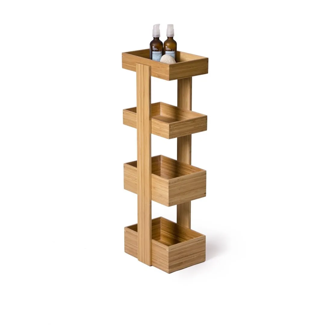 4-Tray Storage Caddy - Natural, Bamboo