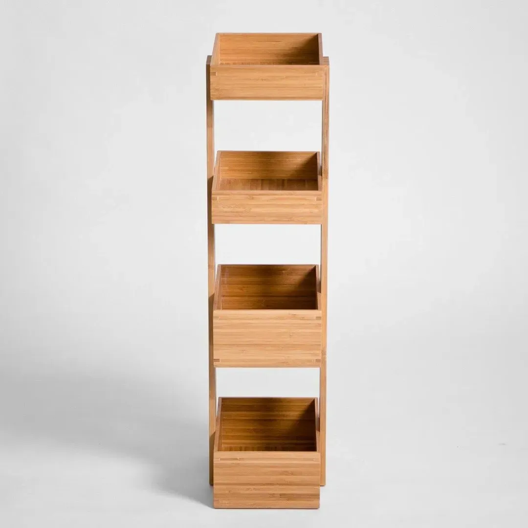 4-Tray Storage Caddy - Natural, Bamboo
