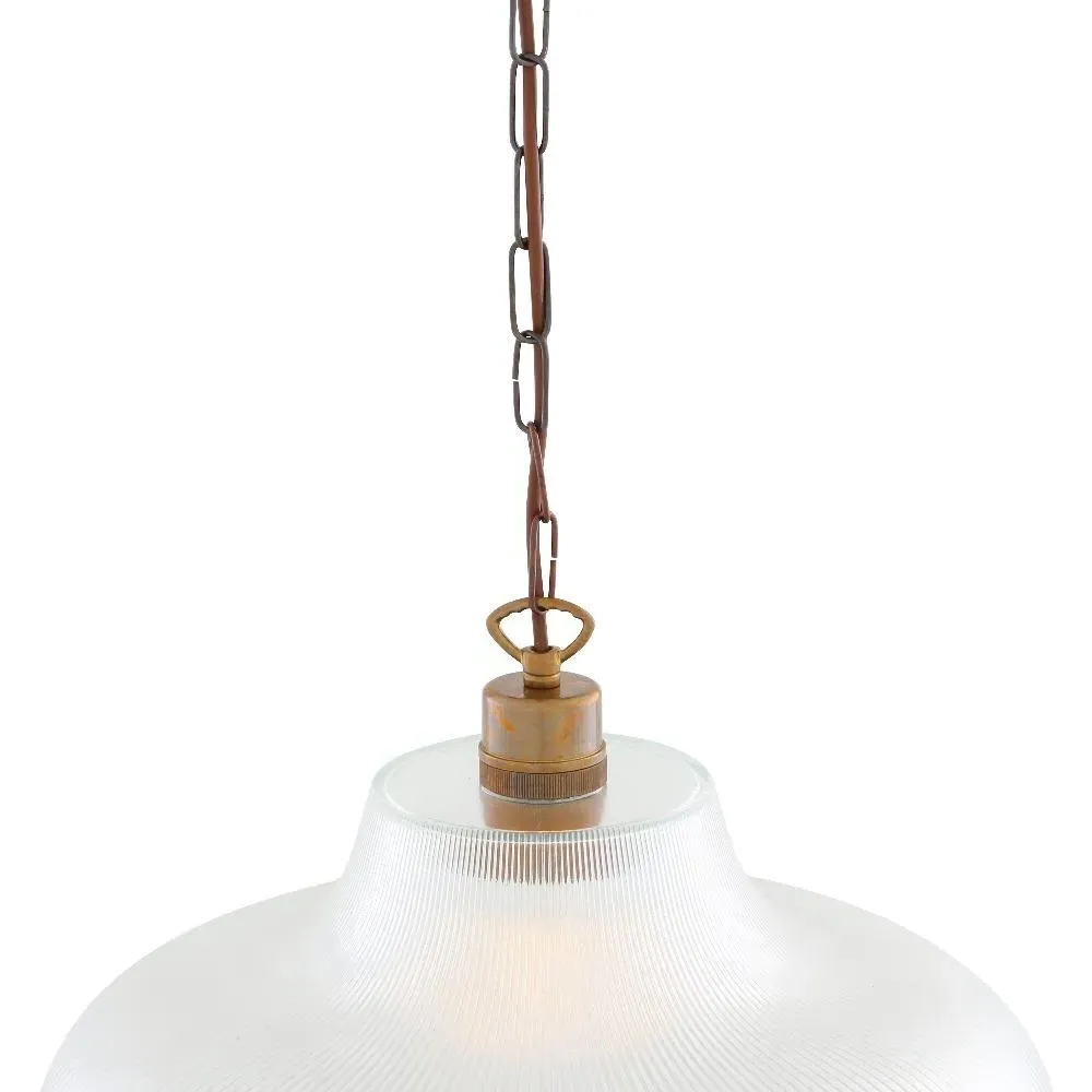 40cm Railway Pendant Light - Antique Brass, Glass image