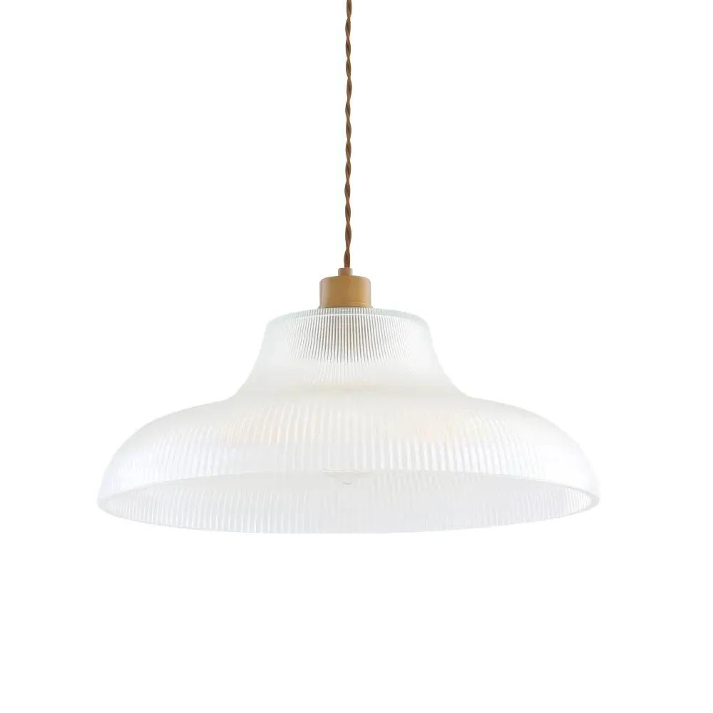 40cm Railway Pendant Light - Antique Brass, Glass image