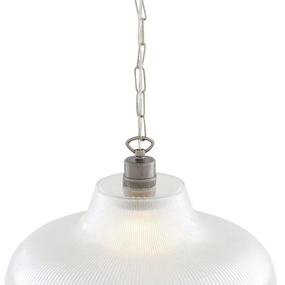 40cm Railway Pendant Light - Antique Silver, Glass