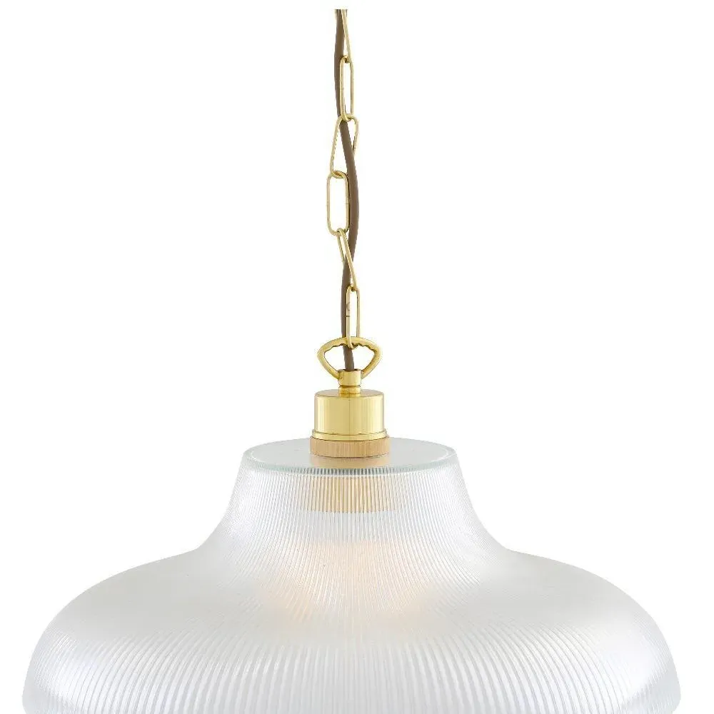 40cm Railway Pendant Light - Polished Brass, Glass