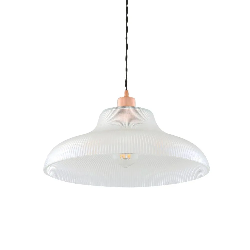40cm Railway Pendant Light - Polished Copper, Glass