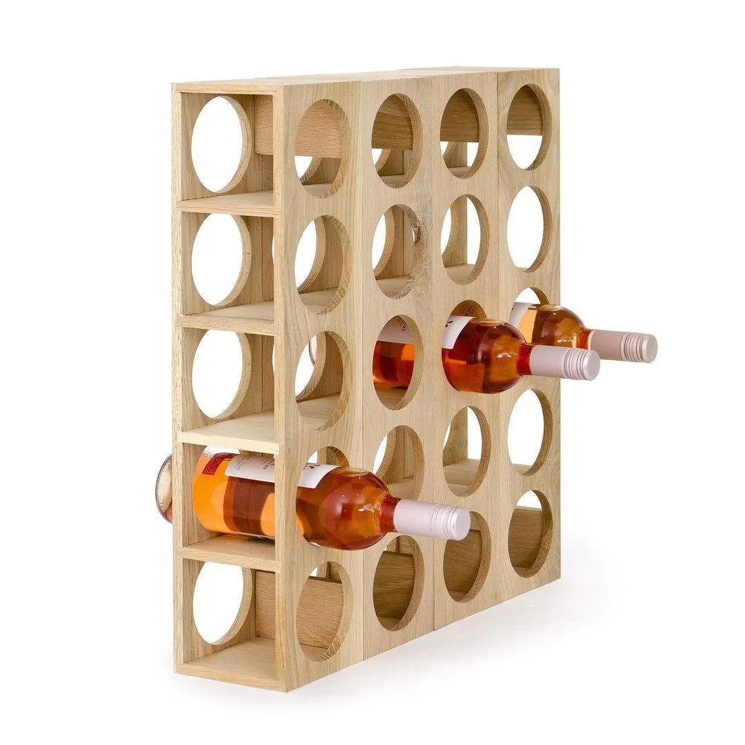 5-Bottle Wine Rack - Oak Wood