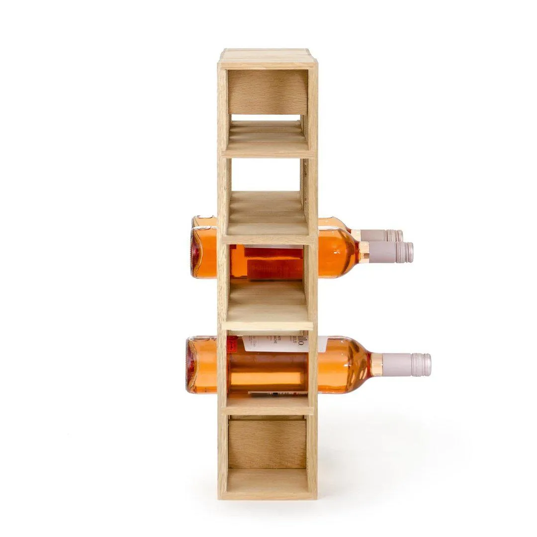 5-Bottle Wine Rack - Oak Wood