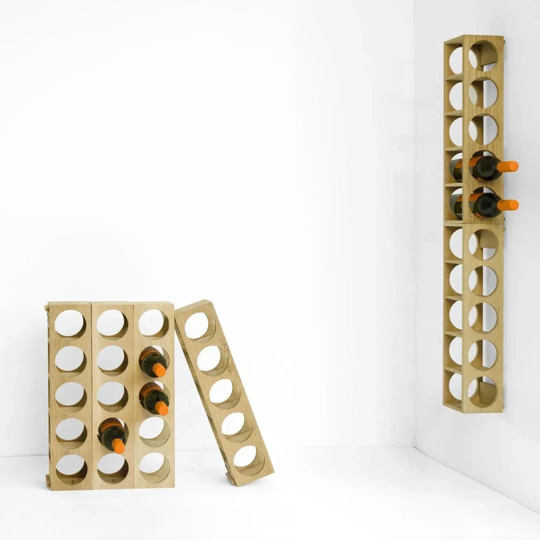 5-Bottle Wine Rack - Oak Wood