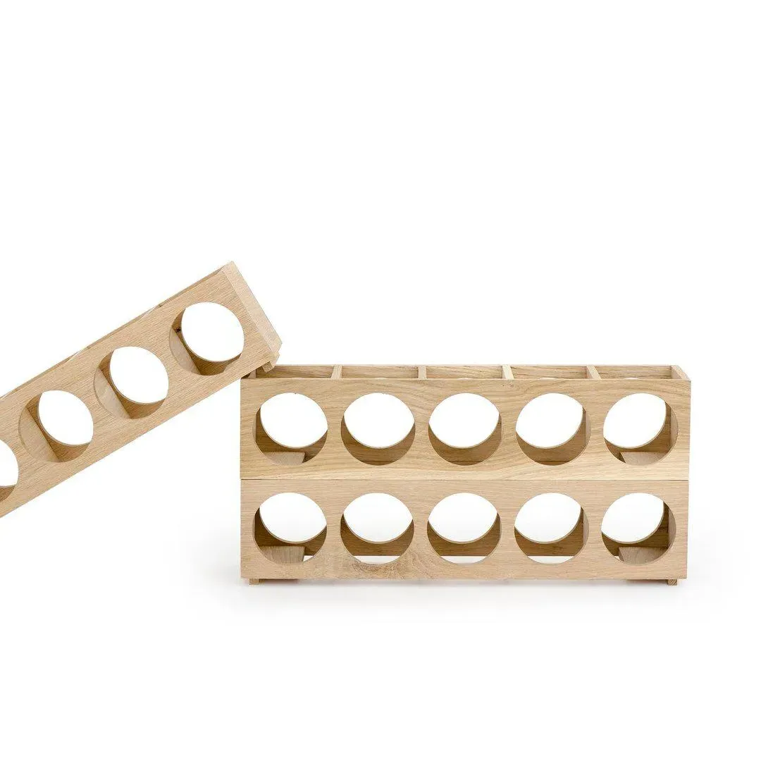 5-Bottle Wine Rack - Oak Wood