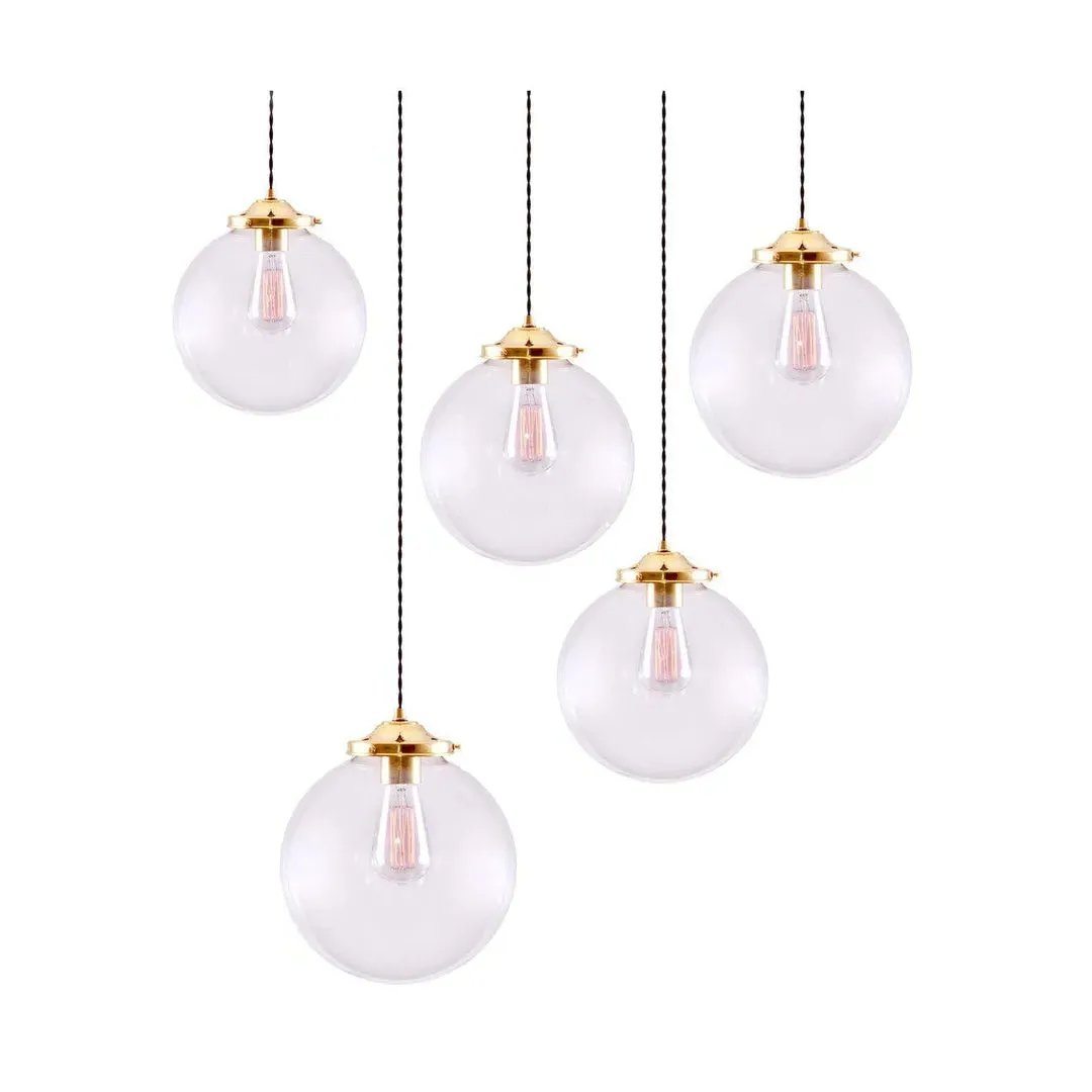 5-Light Globe Cluster Pendant - Brass, Glass image