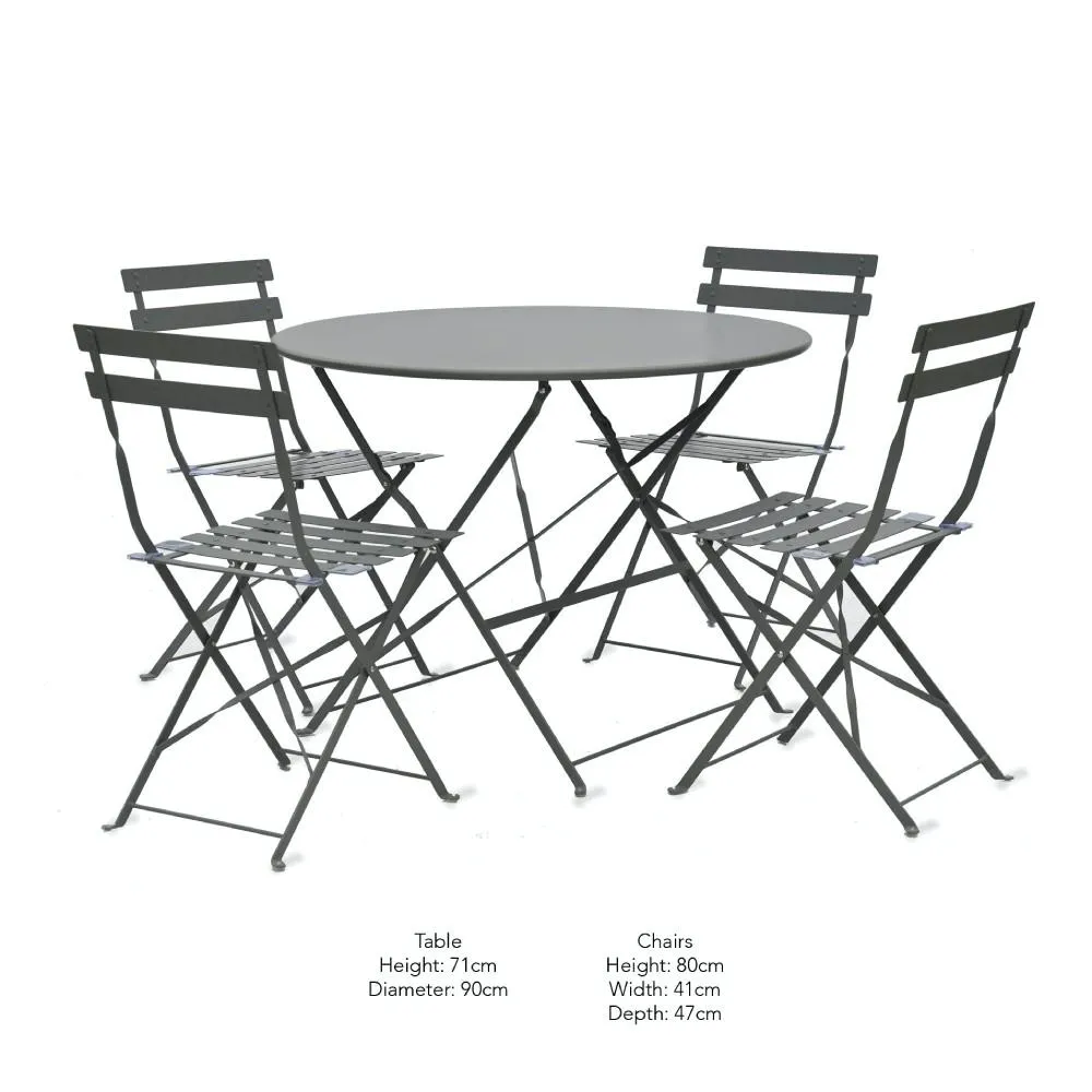 5-Piece Large Folding Bistro Set - Carbon