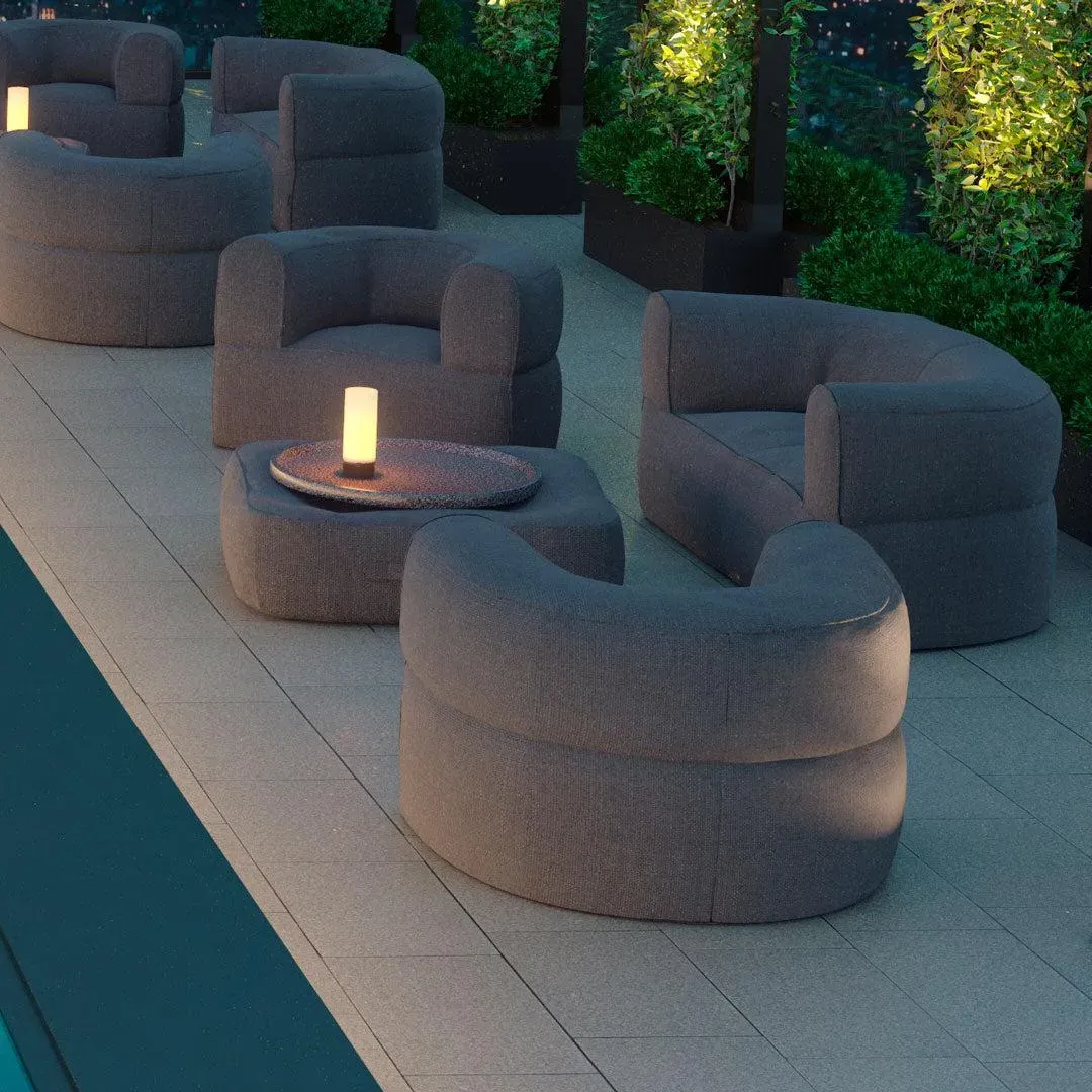 5-Piece Outdoor Seating Set Round Design - Grey