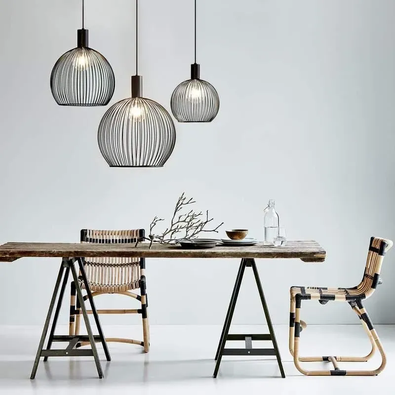 50cm Cage Pendant Light - Black, Metal