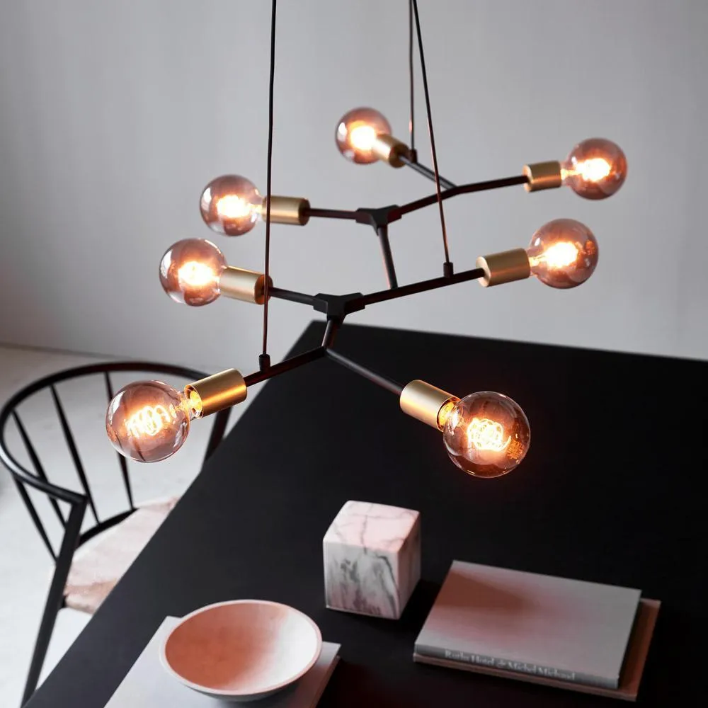 7-Branch Pendant Light - Black, Metal