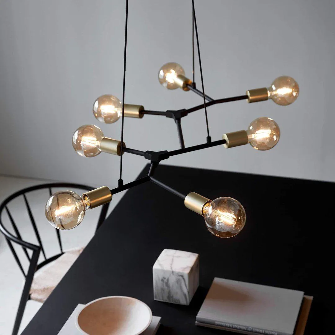 7-Branch Pendant Light - Black, Metal