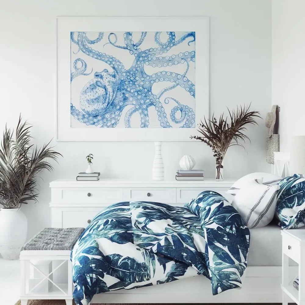 A2 Octopus Wall Art Print - Blue, Unframed