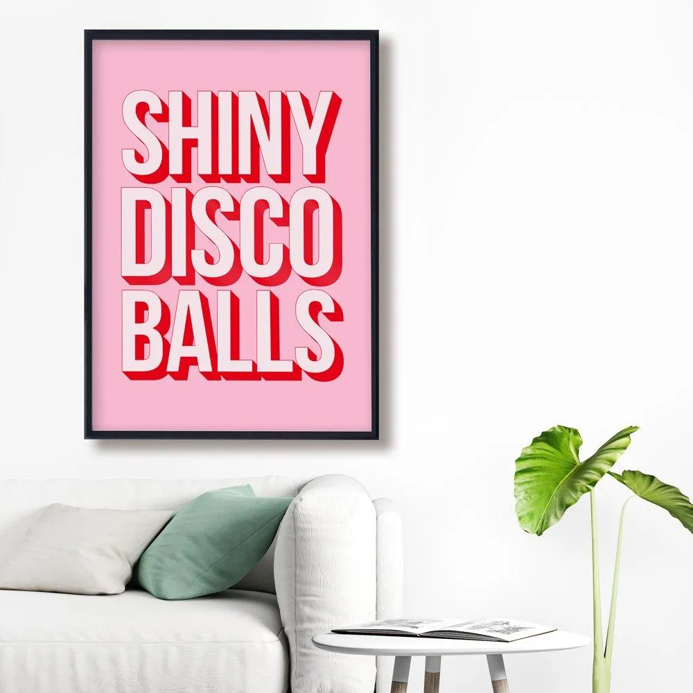 A2 Poster Print - Disco Balls Design, Pink